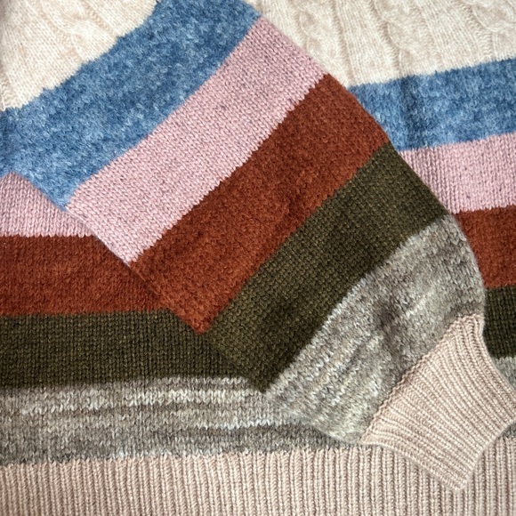 ✨SOLD✨ MADEWELL Deacon Cableknit Mockneck Sweater in Stripe - Size L NWT - Picture 12 of 16